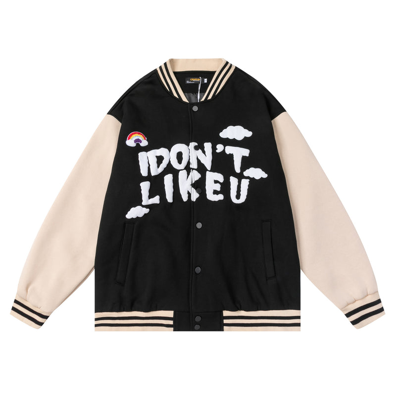 Baby Blue Varsity Jacket Autumn Baseball Uniform Men's Loose Boyfriend Couple Jacket