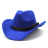 Cowboy Hats Wide Belt Woolen Western Cowboy Bowler Hat for Men Women