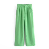 Women Fall Fall Two-Color Blogger Double Breasted Suit High Waist Casual Pants Suit