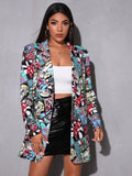 Boyfriend Floral Blzer Printed Women's Casual Small Suit Coat