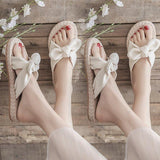 Women Open Toe Sandals Flats Summer Bowknot Fashion Outerwear Flat Heel Sandals