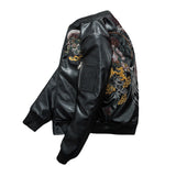 Graphic Leather Jacket Women's Spring and Autumn Air Force Flight Suit Leather Men's Baseball Collar PU Leather Harley Pilot Couple Jacket Jacket