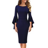 Cocktail Attire for Women Sexy Slim-Fit Ruffle Sleeve Sheath Dress