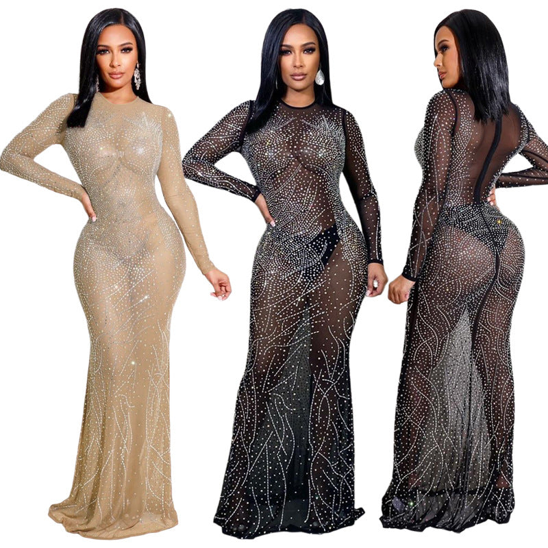 Olivia Wilde See through Dress Mesh Rhinestone Long Evening Dress