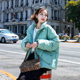 Women Winter Coats Puffer Jacket Down Coat Fall/Winter Warm Down Jacket Women's Short Stand Collar Loose Glossy