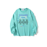 Mens Fall Outfits Thin Sweater Male and Female Couples Wear Loose Leopard Print Letters Printed Crew Neck Top