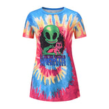 Skull Dress Crew Neck Casual T-shirt Summer Printing Short-Sleeve Coat for Women