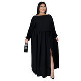Nina Parker plus Size Dresses Slit Loose Casual Dress Set