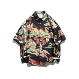Men T Shitrs Summer Printed Shirt Casual Lapel Short Sleeve Men