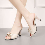 Nude Block Heel Peep Toe Sandals