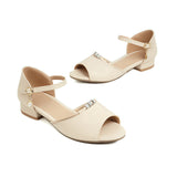 Flat Dress Sandals Summer Low Heel Peep Toe Buckle Sandals