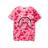 Wgm Shirt Bape Shark Head Men And Women Digital Printing Casual Sports Short Sleeve