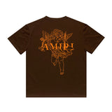 Amiri T Shirt Angel Sketch Printed Casual Hip Hop Short Sleeve T-shirt