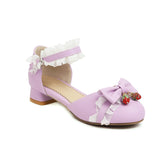 Flat Dress Sandals Spring/Summer Low Heel Round Toe Bowknot Buckle Sandals for Women