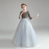 Princess Charlotte Flower Girl Dress Spring Wedding Host Costume for Piano Performance Children Princess Dress