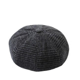 Check Beret Hat Autumn and Winter Solid Color Striped Peaked Cap