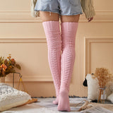 Winter Chunky Cable Thick Knit Thigh High Socks Long Stockings Boot Autumn Winter Knitted Socks Bunching Socks Woolen Yarn Socks