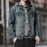 Paisley Denim Jacket Men's Denim Coat Slim Fit Jacket for Men Autumn