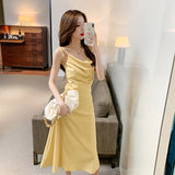 Satin Dress Lightly Mature Suspender Skirt Waist Slimming Satin Skirt