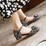 Flat Dress Sandals Spring and Summer Low Heel Buckle Bow Sandals for Women