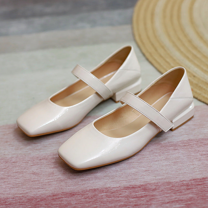 Nude Block Heels Closed Toe