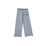 Mens Fall Outfits Vintage High Street Cross Graffiti Printing Jeans Men and Women Straight Loose-Fitting Wide-Leg Trousers