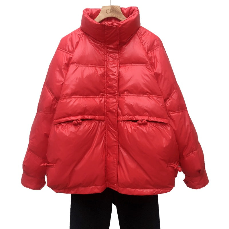 Women Winter Coats Puffer Jacket Down Coat Down Jacket Female Short Vintage Stand Collar Loose White Duck Down Coat