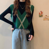 Preppy Aesthetic Sweater Spring and Autumn Knitted Sweater Vest