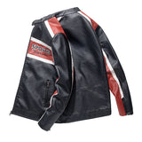 Graphic Leather Jacket Women Men's Spring and Autumn Stand Collar Motorcycle Clothing Fleece Jacket Men's Coat