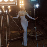 Lady Gaga Dress Slim-Fit Elegant S-Shaped Sequined Dress
