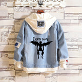 Comic Denim Jacket Men and Women Street Hip Hop plus Size Hooded Hooded Jacket