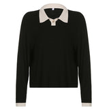 Preppy Aesthetic Sweater Autumn Women Clothing Solid Color Long Sleeve
