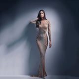 Olivia Wilde See through Dress Mesh Long Sleeve Split Dress