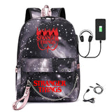 Stranger Things Hellfire Club Backpack Stranger Things Printed USB Backpack Student School Bag