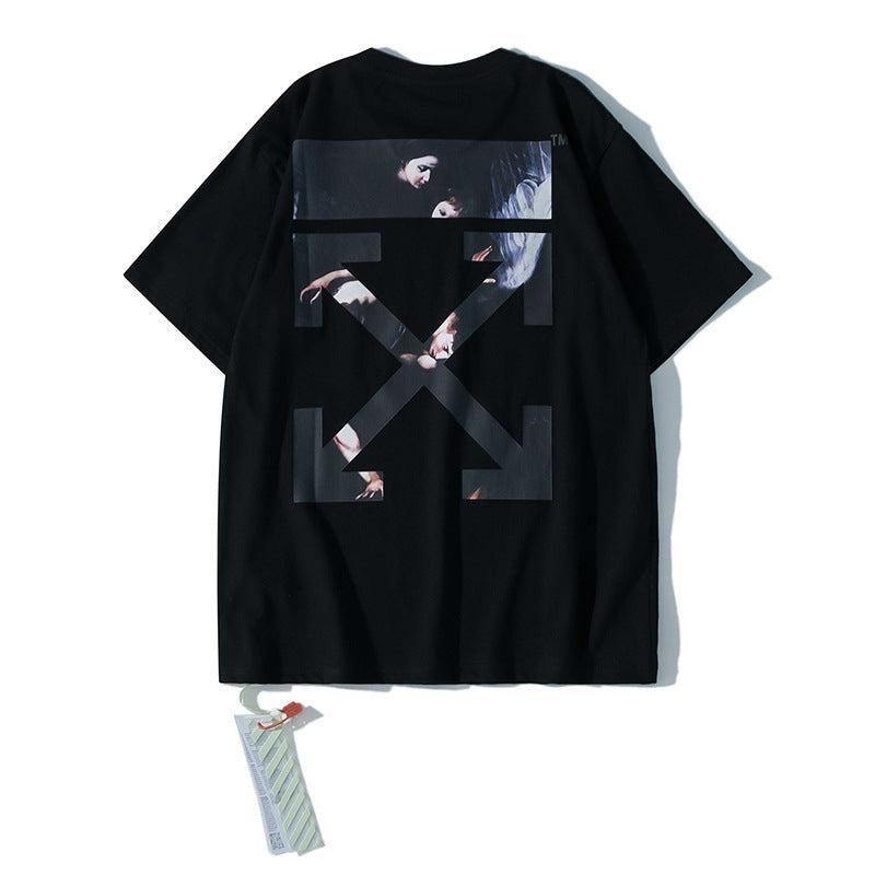 Summer off Ow Back Printed Short Sleeve T-shirt t shirt