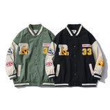 Vintage Letterman Jacket Top PU Leather Sleeve Woolen Quilted Baseball Uniform Set Embroidery Baseball Shirt