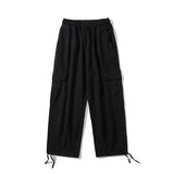Mens Fall Outfits Straight Wide-Leg Pants Bloomers Men's Ankle-Tied Cargo Overalls BF Style High Street