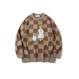 Mens Fall Outfits Vintage Leopard Print Sweater Men's and Women's Loose Couple Pullover Knitwear Coat