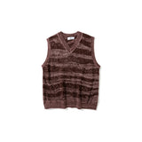 Men Sweater Vest Zebra Pattern Color Matching Sleeveless Sweater Vest Men's Loose V-neck Sweater Waistcoat Vest