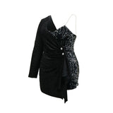 Nina Parker Black Dress Flannel Twill Sequin plus Size Dress