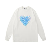 Mens Fall Outfits Long Sleeve T-shirt Autumn and Winter Loose Love Cartoon Inner Wear Blouse