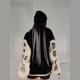 Red Varsity Jacket Autumn and Winter Hip Hop Motorcycle Lambswool Wool Coat Thick Winter Clothes Men and Women Couple Style