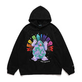 Mens Fall Outfits Cartoon Letter Print Couple Sweater Casual Loose Sports Hoodie