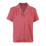 90S Fashion Solid Color Single-Breasted Retro Suit Short Sleeve Shirt