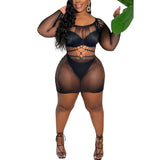 Nina Parker Black Dress plus Size Sexy Long Sleeve Narrow Dress