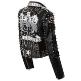 Women Leather Jacket Biker Motorcycle Coat Motorcycle Leather Coat Fashion Graffiti Rivet Jacket Coat