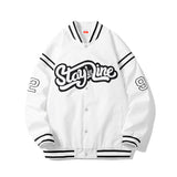 White Varsity Jacket Fall Men's Jackets Embroidered Baseball Uniform Coat for Men Loose Couple Outfit