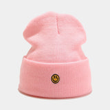 Smiley Face Cap Cute Smiling Face Embroidery Knitted Hat