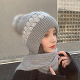 Women Winter Hats Women's Woolen Cap Scarf Hat Autumn and Winter