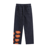 Man Fall Outfits Cargo Pants Vibe High Street Style Love Heart Letter Printing Overalls All-Match Loose Straight Trousers